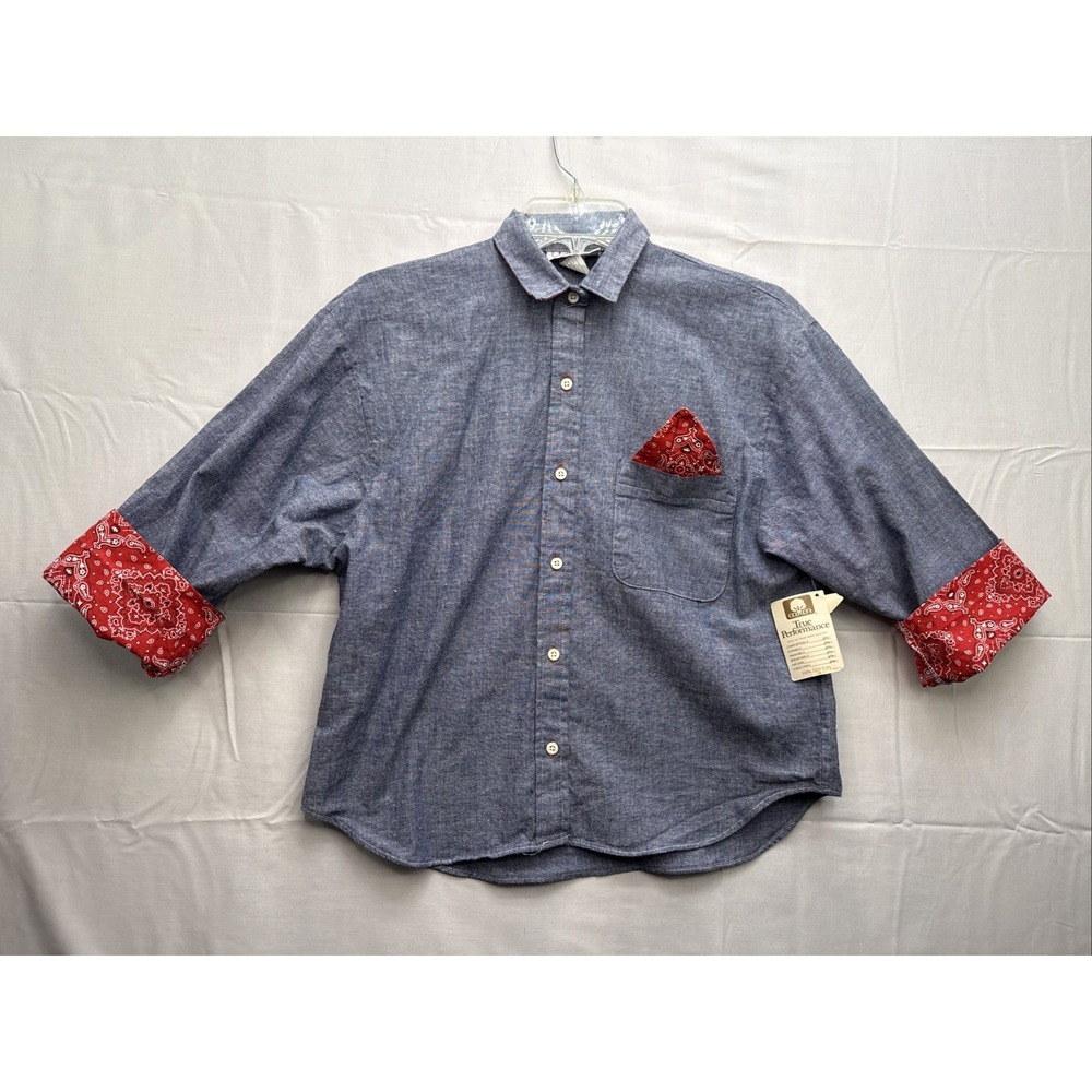 Vintage Sam's Creek Button Down Denim Shirt Bandanna Rockabilly USA Sz Small NWT